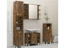Armario de baño madera contrachapada roble ahumado 30x30x95 cm ES744319