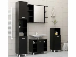 Outlet vidaxl Armario de baño madera contrachapada 30x30x179 cm Negro