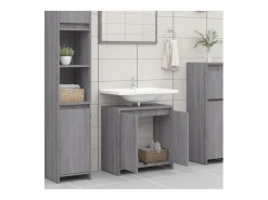 Online Armario de baño madera contrachapada Sonoma 60x33x61 cm ES688267 Gris