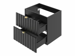 Best Armario de baño para lavabo de 60 cm con frentes ranurados Arcos Negro