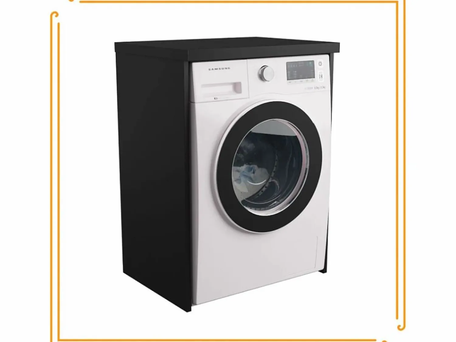 Hot Armario de baño para lavadora y secadora en . Ideal para guardar sus electrodomésticos Negro