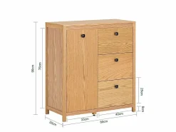 Sale Armario de Baño para Ropa Sucia Mueble Multifuncional para Baño con 1 Cesto y 3 Cajones 80 x 35 x 90cm Natural BZR97-N ES Cesto De Ropa