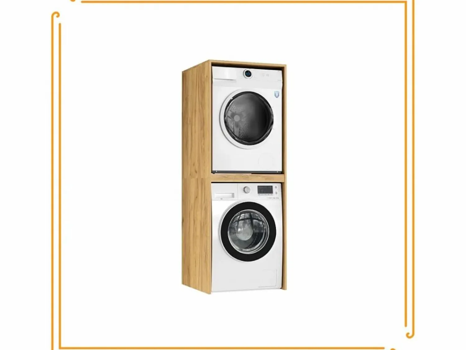 Outlet Armario de baño sobre lavadora y secadora columna estante integrado para electrodomésticos en roble Craft. Beige