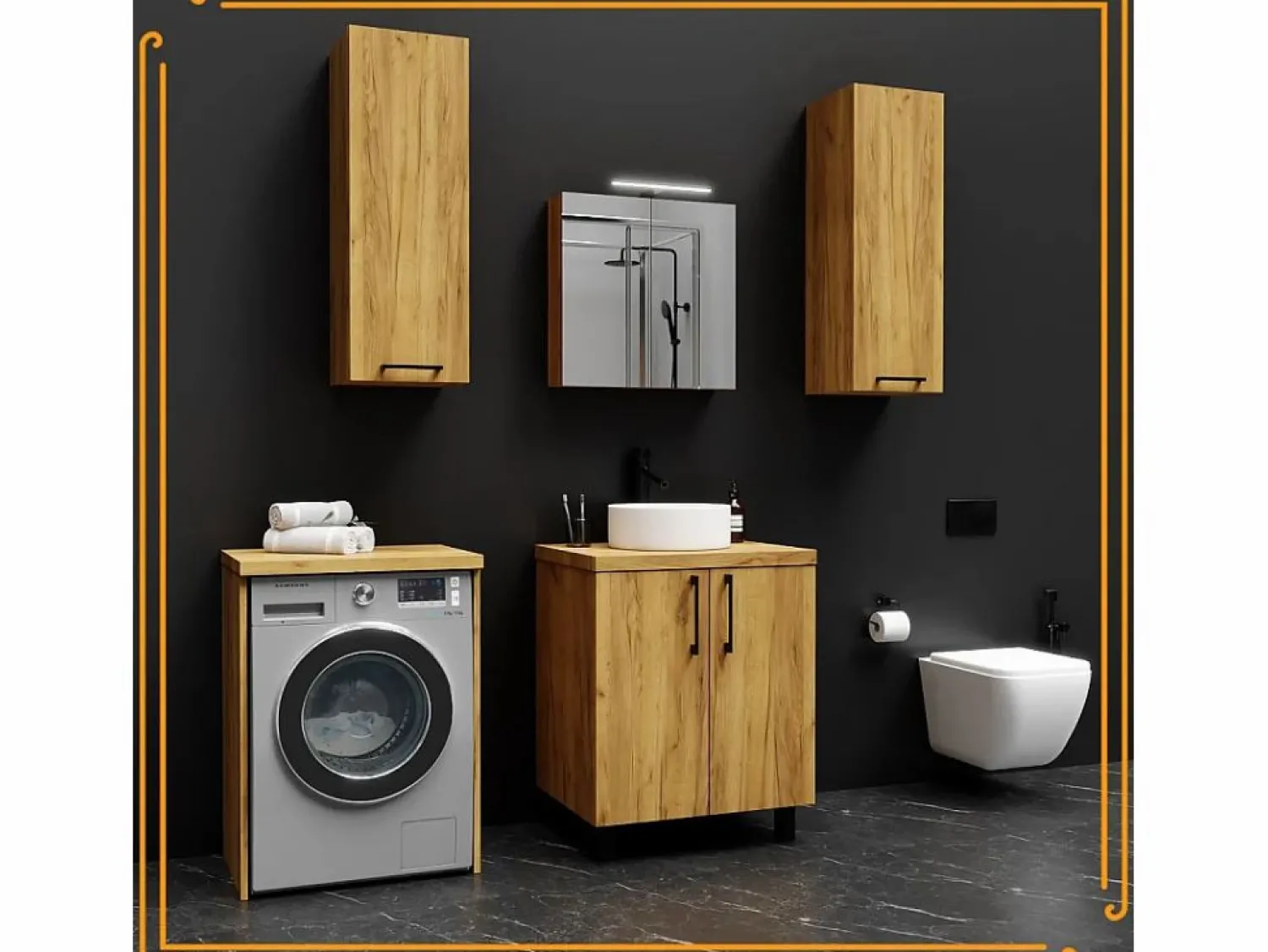 Best Armario de baño sobre lavadora y secadora, columna de almacenamiento de roble Craft para electrodomésticos. Mueble Para Lavadora