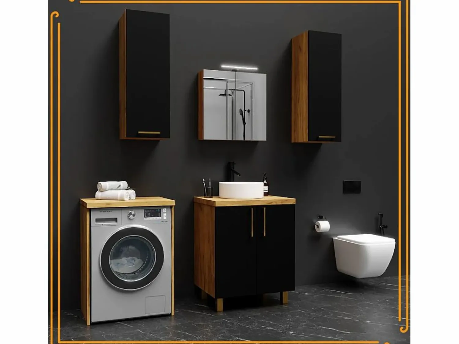 Best Armario de baño sobre lavadora y secadora, columna de almacenamiento de roble Craft para electrodomésticos. Mueble Para Lavadora