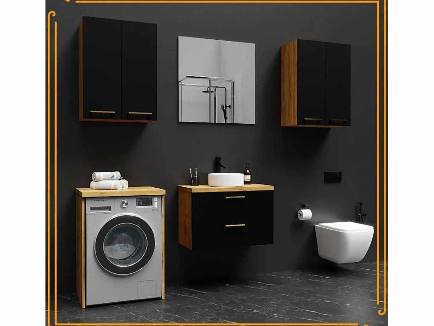 Best Armario de baño sobre lavadora y secadora, columna de almacenamiento de roble Craft para electrodomésticos. Mueble Para Lavadora