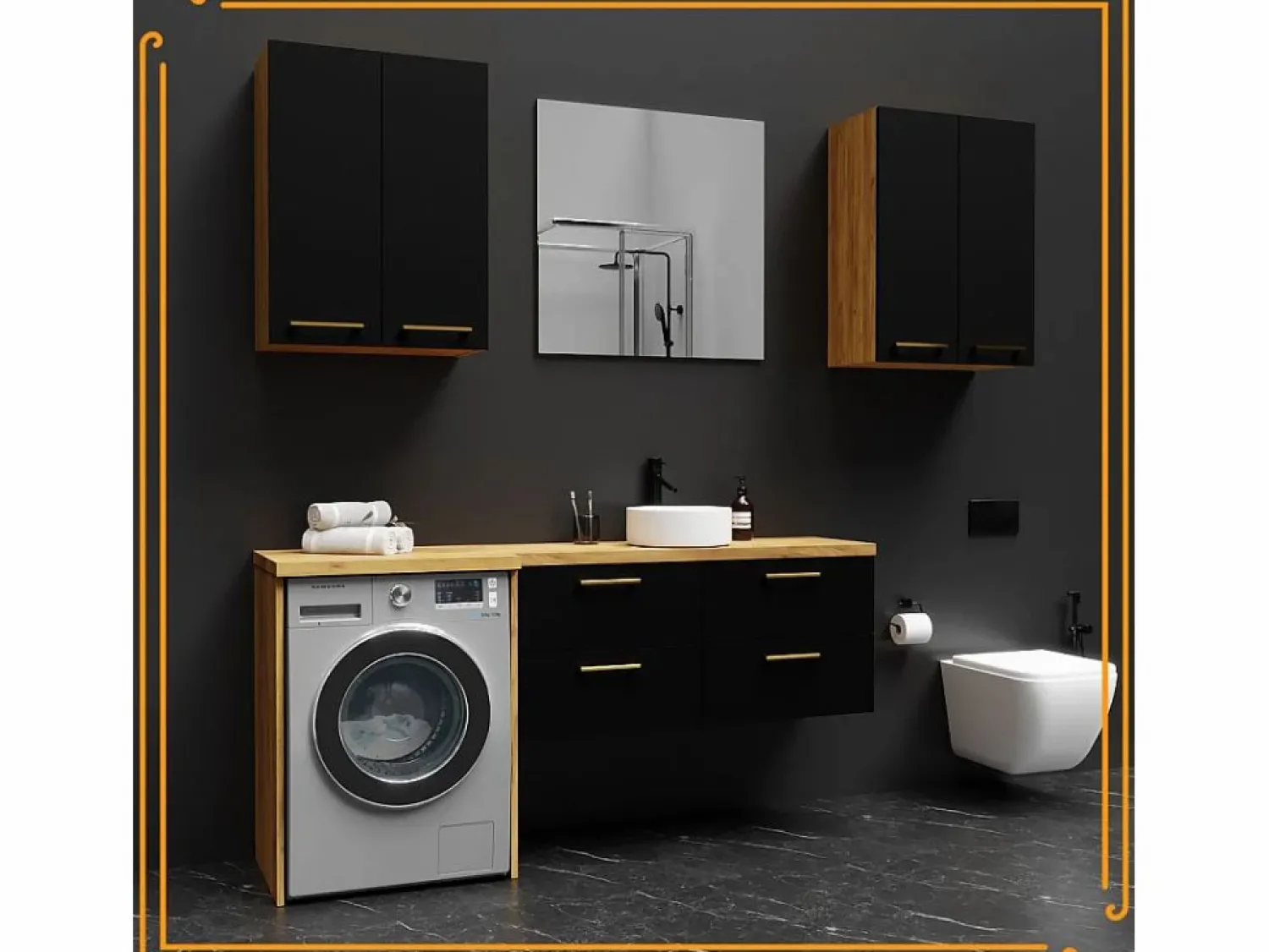 Best Armario de baño sobre lavadora y secadora, columna de almacenamiento de roble Craft para electrodomésticos. Mueble Para Lavadora