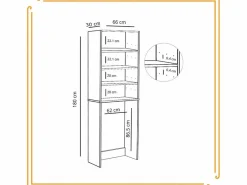 Discount Armario de baño sobre lavadora y secadora en roble Craft. Perfecto para organizar tus electrodomésticos en el baño. Color natural claro