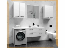Armario de baño sobre lavadora y secadora, columna de almacenamiento para electrodomésticos en color .
