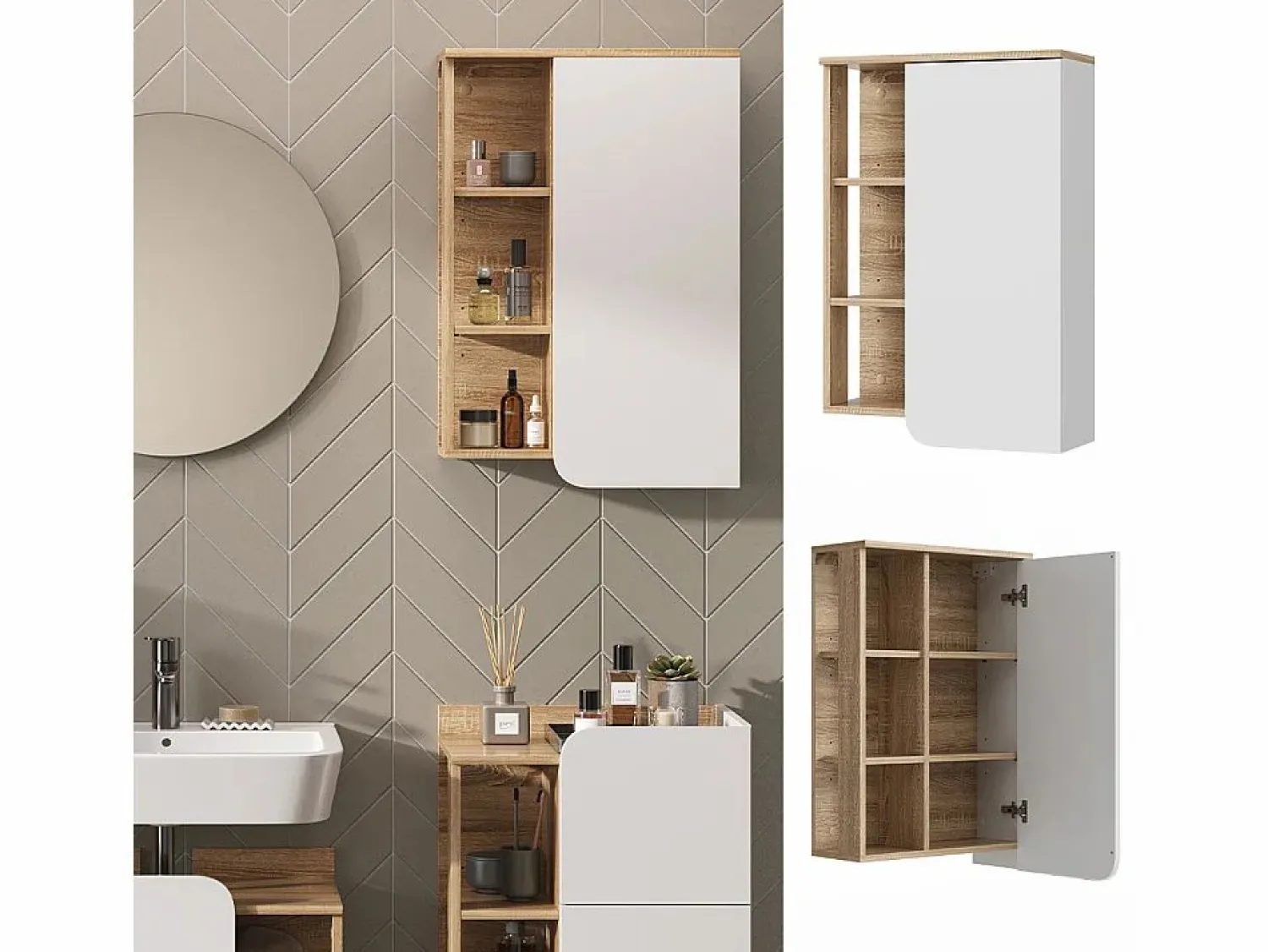 Online Vicco Armario de baño sonoma/blanco 50x20x75 karen Color natural claro