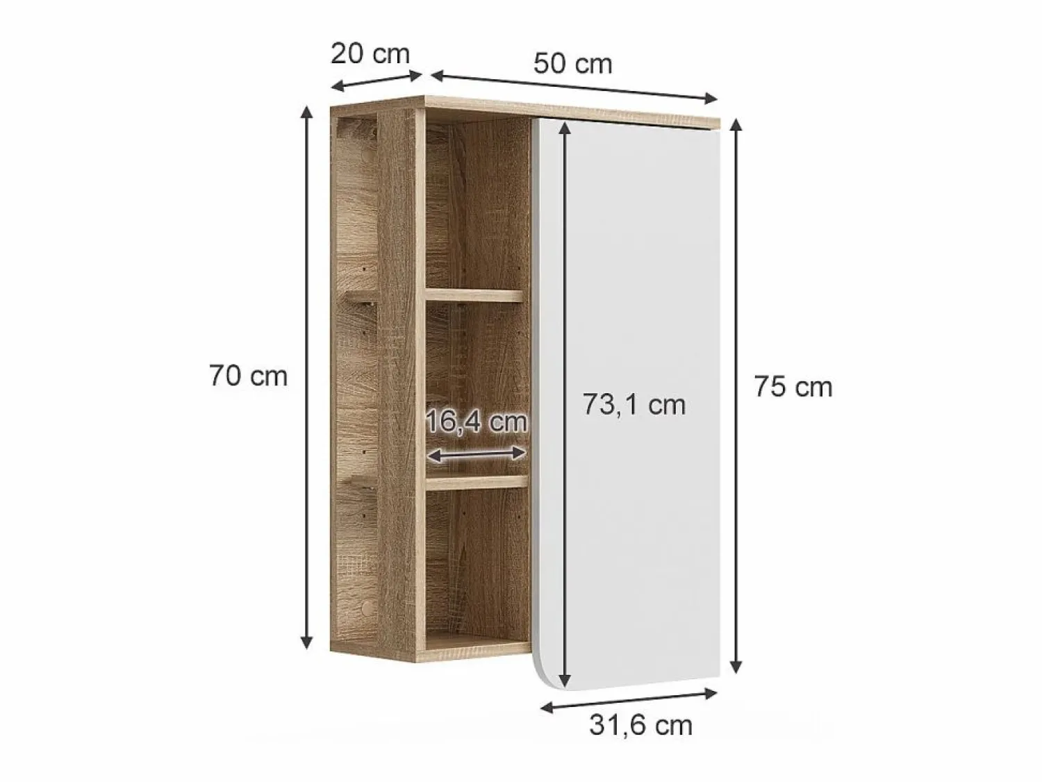Online Vicco Armario de baño sonoma/blanco 50x20x75 karen Color natural claro