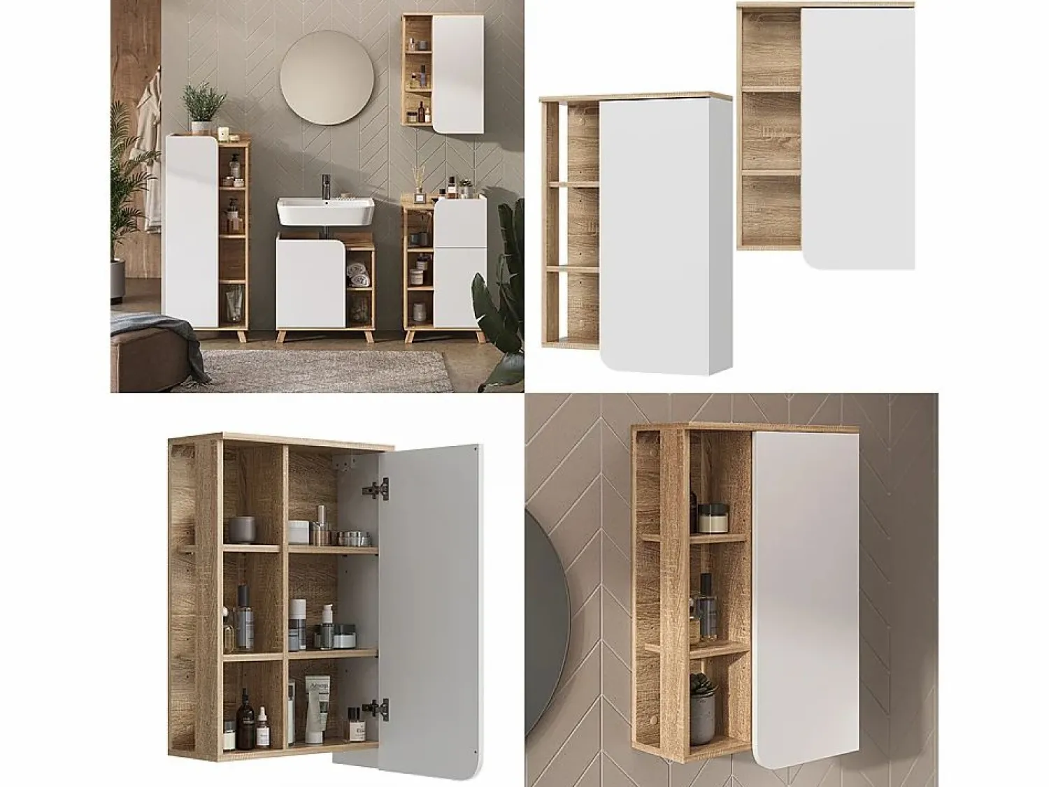 Online Vicco Armario de baño sonoma/blanco 50x20x75 karen Color natural claro