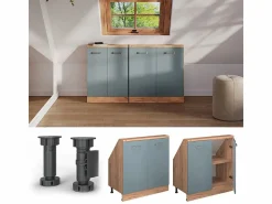 Clearance Vicco Armario de cocina para techo inclinado gris ado 80x46x81.6 r-line Azul