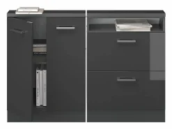 Online Vicco Armario de cocina para techo inclinado antracita alto brillo 120x46x81.6 r-line Gris antracita
