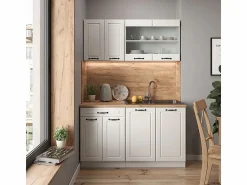 Best Vicco Armario de cocina para techo inclinado blanco casa de campo 210x46x81.6 r-line Blanco roto