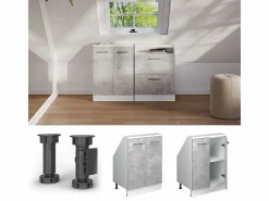 Vicco Armario de cocina para techo inclinado hormigón 60x46x81.6 r-line
