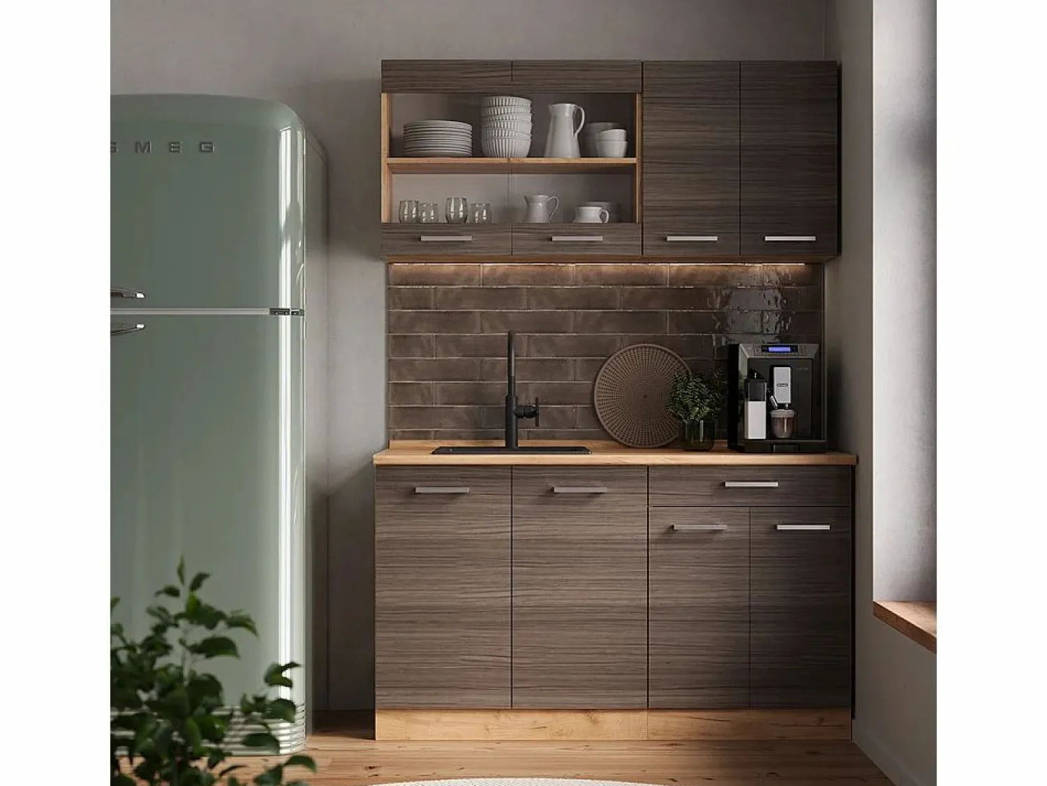 Discount Vicco Armario de cocina para techo inclinado gris noble 140x46x81.6 r-line Gris claro