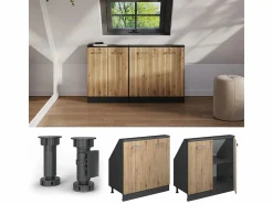 Armario de cocina para techo inclinado roble artesanal 80x46x81.6 r-line Armario Para Buhardilla