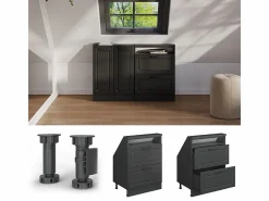 Best Armario de cocina para techo inclinado antracita casa de campo 60x46x81.6 r-line Armario Para Buhardilla