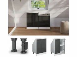Armario de cocina para techo inclinado antracita casa de campo 60x46x81.6 r-line Armario Para Buhardilla