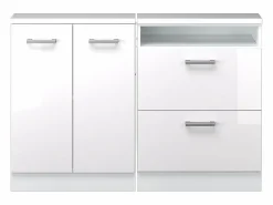 Best Vicco Armario de cocina para techo inclinado alto brillo 120x46x81.6 r-line Blanco