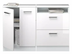 Best Vicco Armario de cocina para techo inclinado alto brillo 120x46x81.6 r-line Blanco