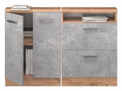 Vicco Armario de cocina para techo inclinado hormigón 120x46x81.6 r-line