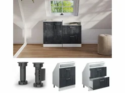 Vicco Armario de cocina para techo inclinado hormigón 60x46x81.6 r-line