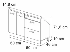 Armario de cocina para techo inclinado de alto brillo 120x46x81.6 r-line Armario Para Buhardilla