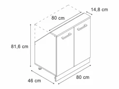 Best Armario de cocina para techo inclinado alto brillo 80x46x81.6 r-line Armario Para Buhardilla