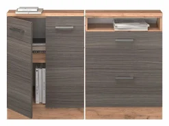 Vicco Armario de cocina para techo inclinado gris noble 120x46x81.6 r-line