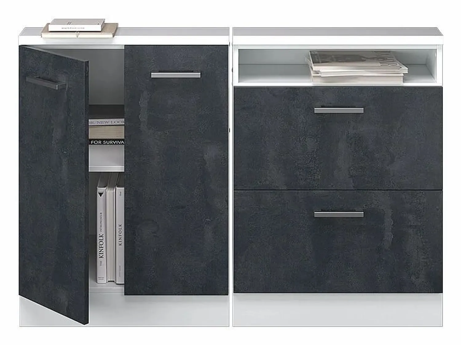 Vicco Armario de cocina para techo inclinado hormigón 120x46x81.6 r-line