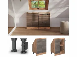 Outlet Vicco Armario de cocina para techo inclinado gris noble 60x46x81.6 r-line Gris claro