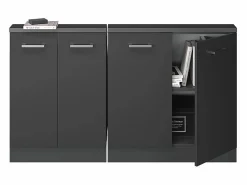 Discount Armario de cocina para techo inclinado antracita alto brillo 140x46x81.6 r-line Armario Para Buhardilla