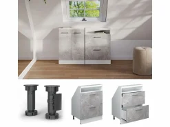 Vicco Armario de cocina para techo inclinado hormigón 60x46x81.6 r-line