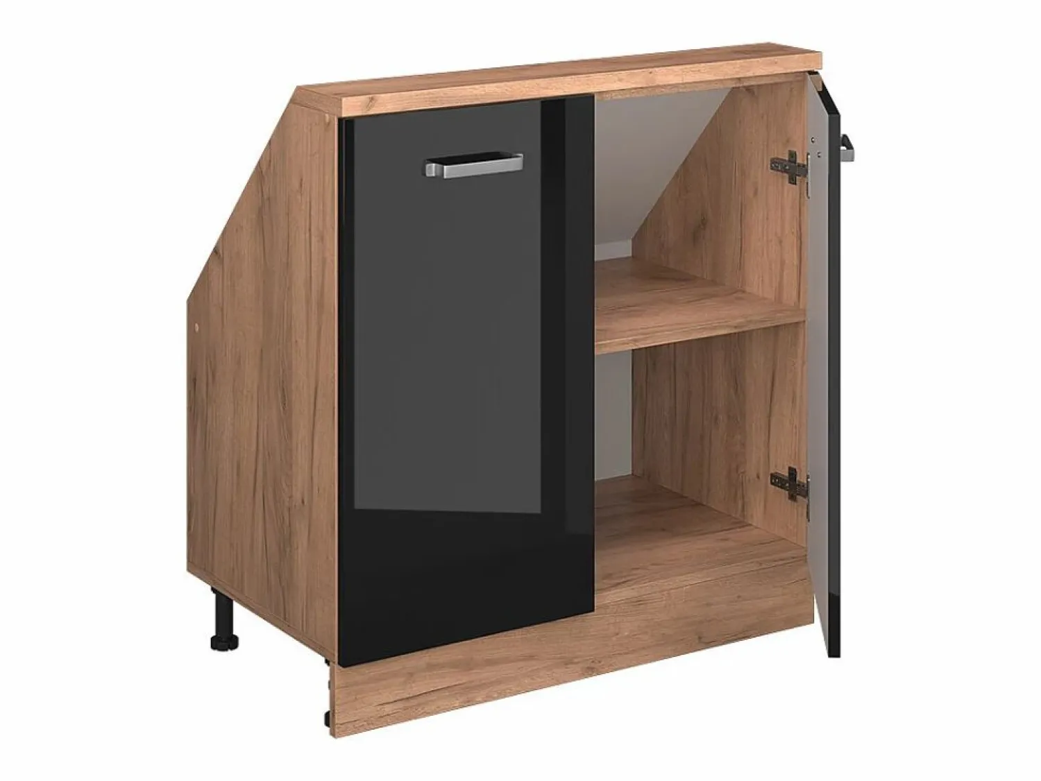 New Vicco Armario de cocina para techo inclinado brillo intenso 80x46x81.6 r-line Negro