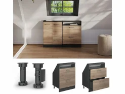 New Vicco Armario de cocina para techo inclinado sonoma 60x46x81.6 r-line Color natural claro