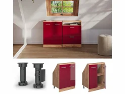 New Vicco Armario de cocina para techo inclinado de alto brillo 60x46x81.6 r-line Rojo