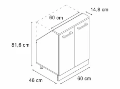 New Vicco Armario de cocina para techo inclinado de alto brillo 60x46x81.6 r-line Rojo