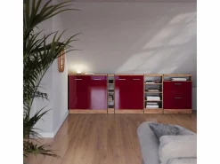 New Vicco Armario de cocina para techo inclinado de alto brillo 60x46x81.6 r-line Rojo
