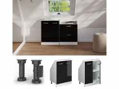 Outlet Vicco Armario de cocina para techo inclinado brillo intenso 60x46x81.6 r-line Negro