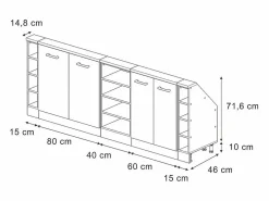 Hot Vicco Armario de cocina para techo inclinado blanco casa de campo 210x46x81.6 r-line Blanco roto
