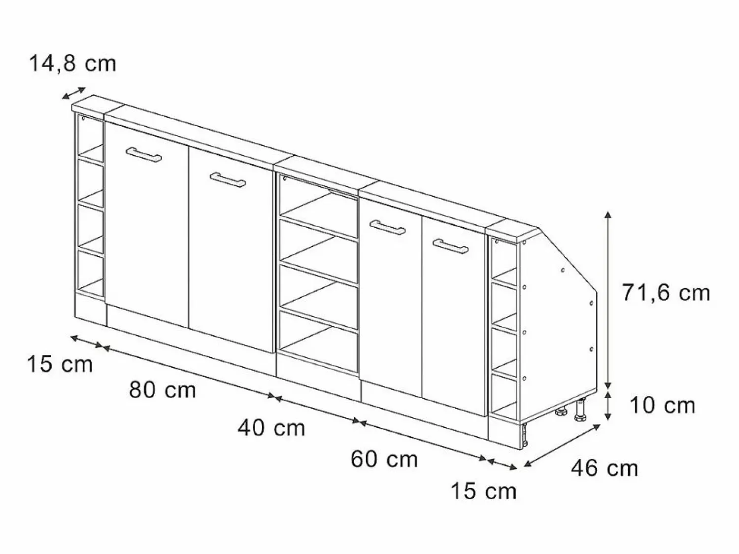 Outlet Armario de cocina para techo inclinado brillo intenso/blanco 210x46x81.6 r-line Armario Para Buhardilla