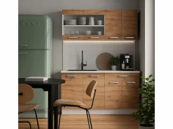 Best Vicco Armario de cocina para techo inclinado roble dorado 140x46x81.6 r-line Color natural oscuro