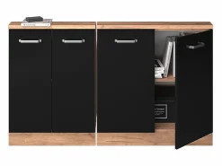 Outlet Vicco Armario de cocina para techo inclinado brillo intenso 140x46x81.6 r-line Negro