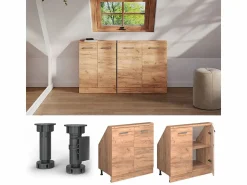 Vicco Armario de cocina para techo inclinado roble dorado 80x46x81.6 r-line Color natural oscuro
