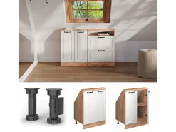 Clearance Vicco Armario de cocina para techo inclinado blanco casa de campo 60x46x81.6 r-line Blanco roto