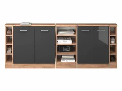 Vicco Armario de cocina para techo inclinado antracita alto brillo 210x46x81.6 r-line
