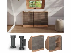 Online Vicco Armario de cocina para techo inclinado gris noble 80x46x81.6 r-line Gris claro