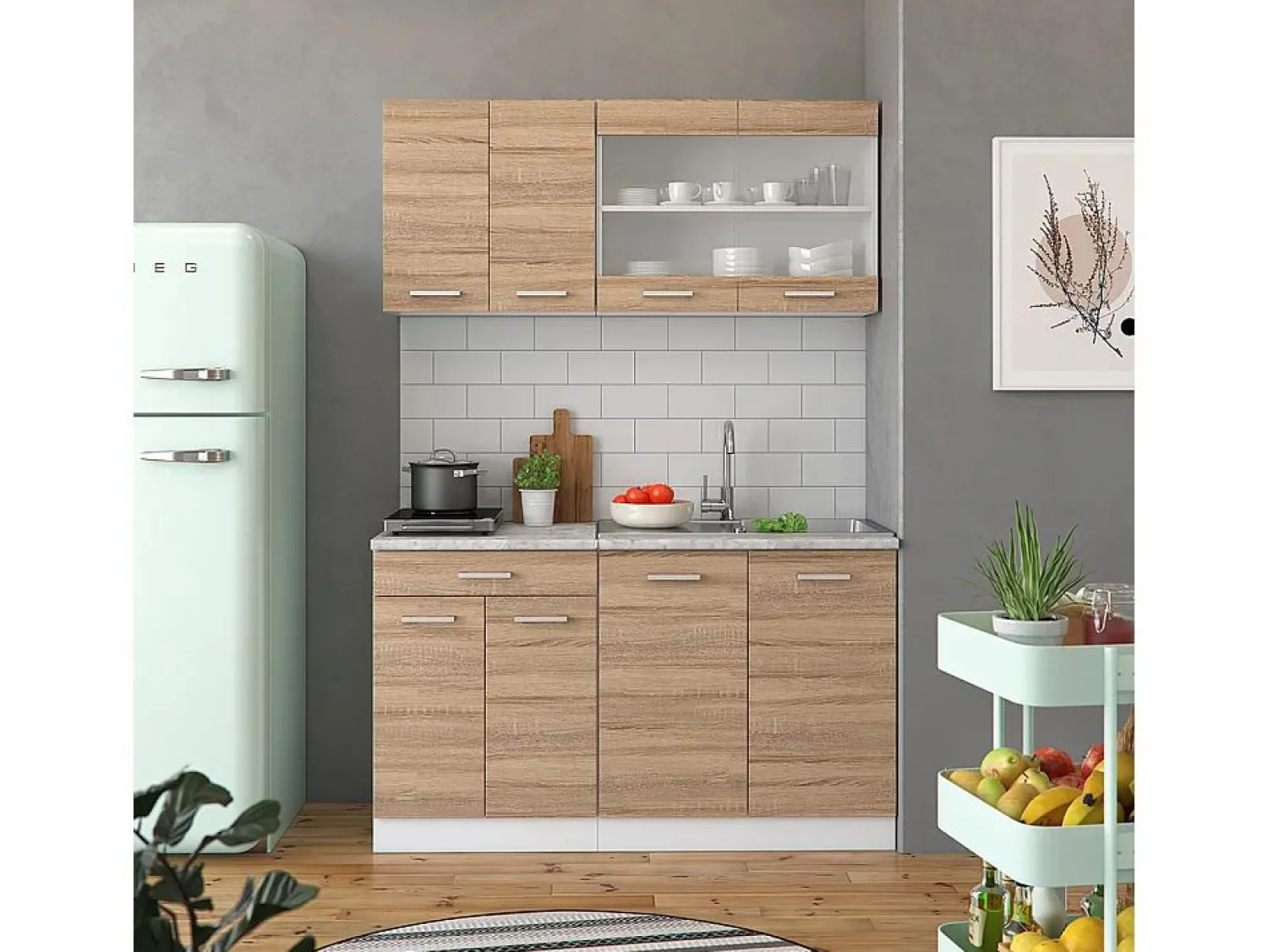 Outlet Armario de cocina para techo inclinado sonoma 140x46x81.6 r-line Armario Para Buhardilla